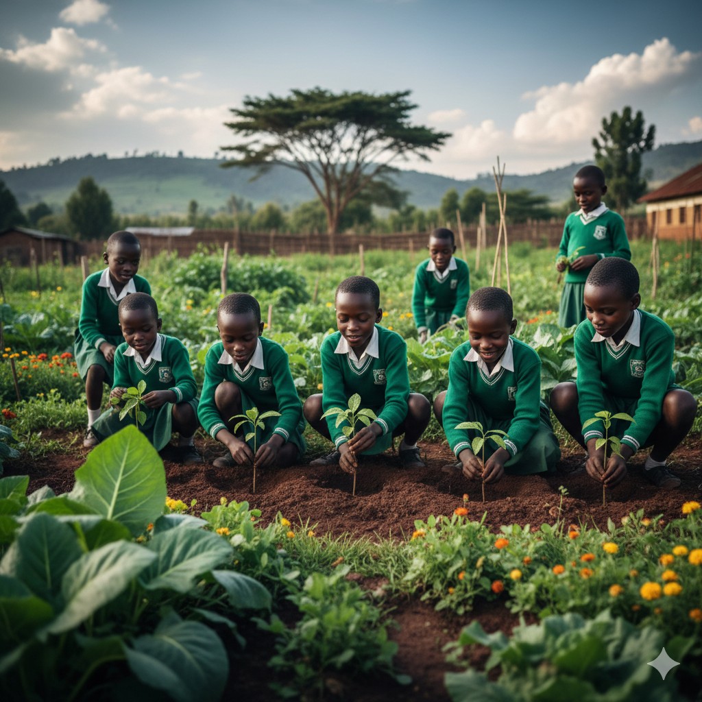 Children planting trees